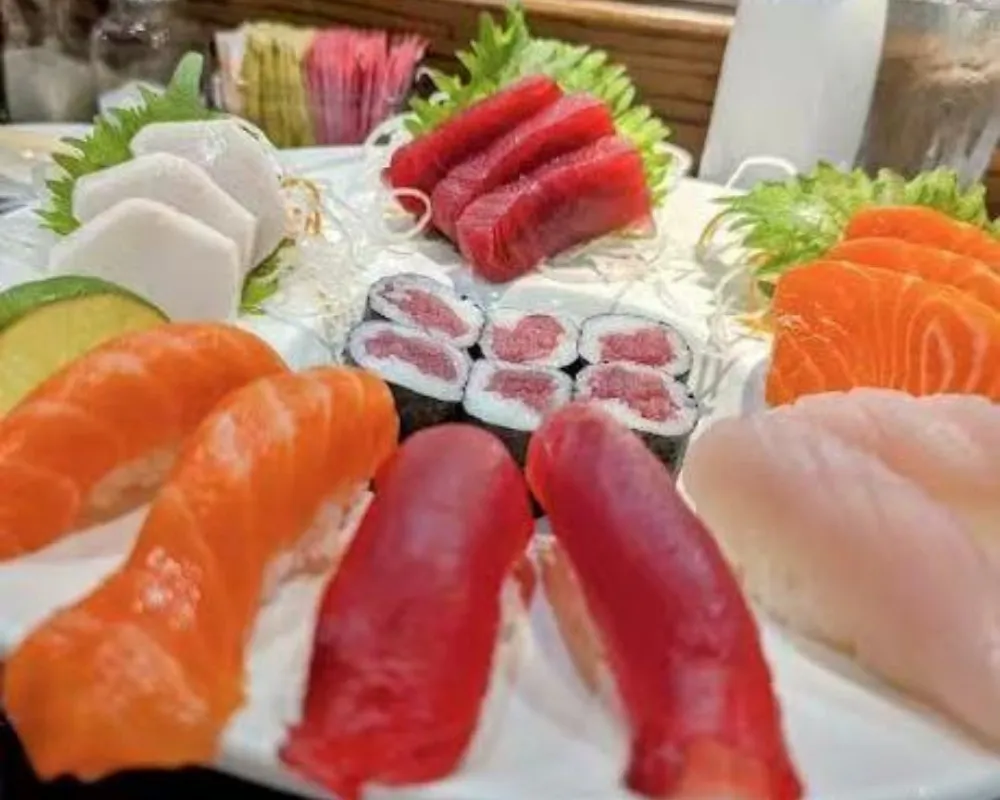Assorted sashimi and nigiri sushi platter with varied raw fish at Mici Asian Bistro，a Asian Fusion Restaurant in Trumbull